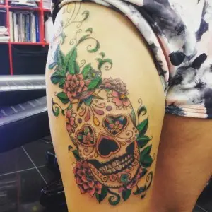candy skull thigh piece